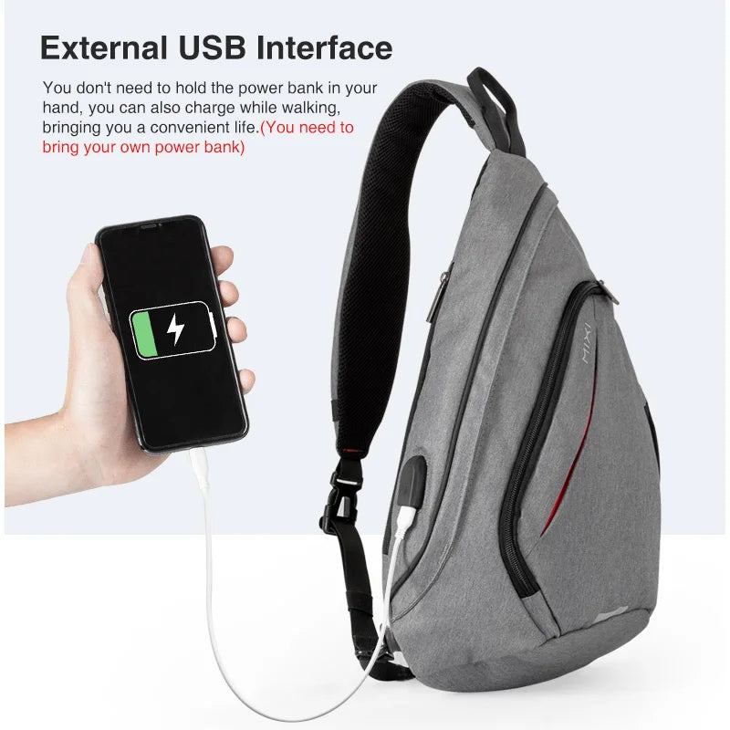Mixi Men’s Fashion Sling Backpack – Waterproof One-Shoulder Crossbody Bag with Patent Design
