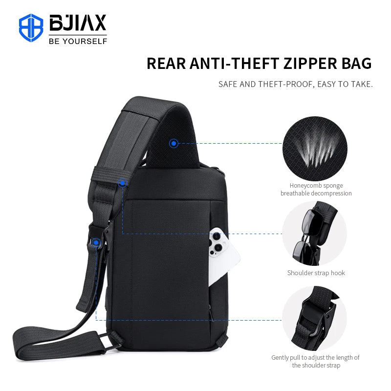 BJIAX Men’s Chest Bag 2024 – Multi-Functional Large Capacity Crossbody Shoulder Bag