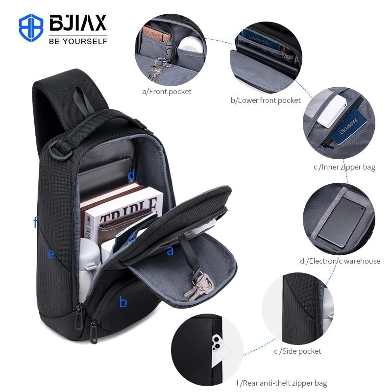 BJIAX Men’s Chest Bag 2024 – Multi-Functional Large Capacity Crossbody Shoulder Bag